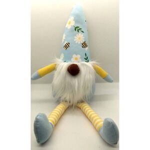 ALDI Mini Spring GNOME Plush Weighted Yellow Blue Bees & Flowers Garden Whimsy